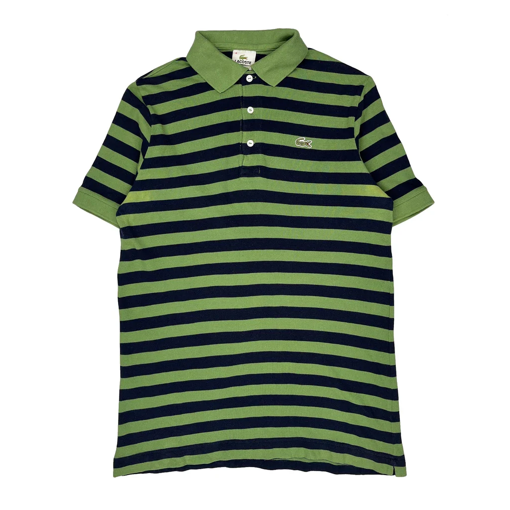 Lacoste Striped Polo Shirt - XL Green Cotton