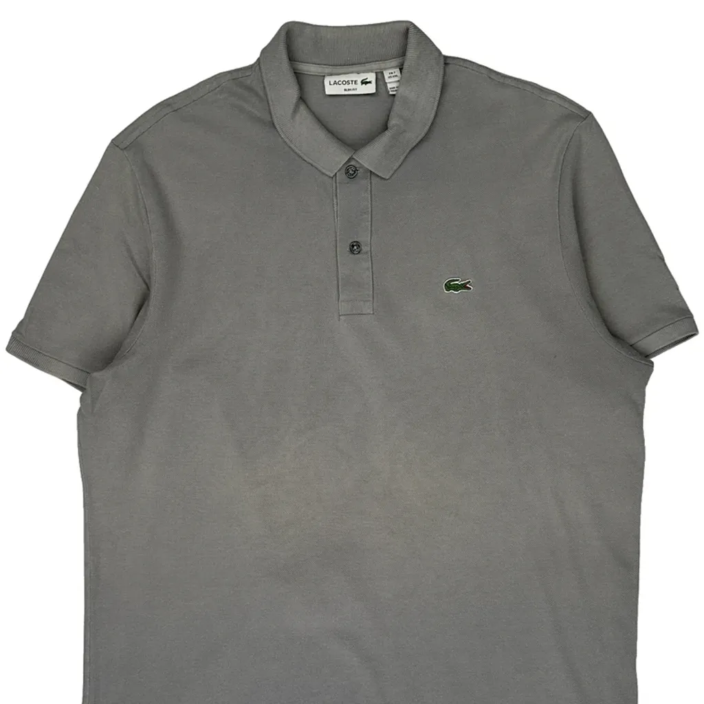 Lacoste Slim Fit Polo Shirt - 2XL Grey Cotton - Image 4
