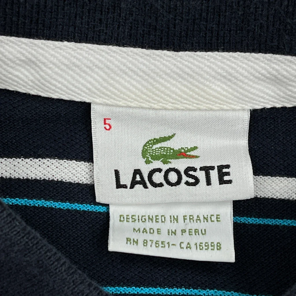 Lacoste Striped Polo Shirt - Large Navy Cotton - Image 3