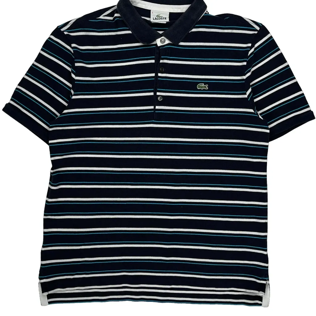 Lacoste Striped Polo Shirt - Large Navy Cotton - Image 4