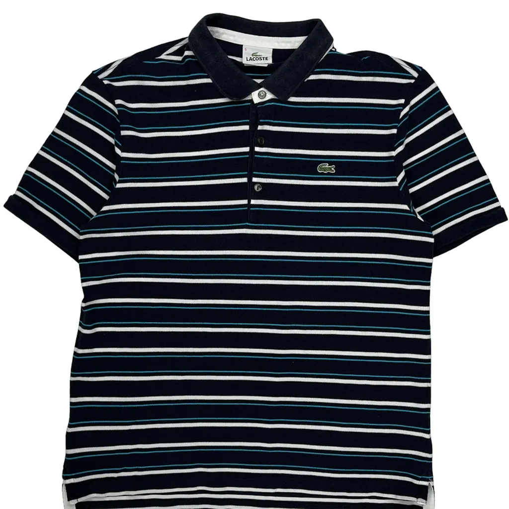 Lacoste Striped Polo Shirt - Large Navy Cotton - Image 5