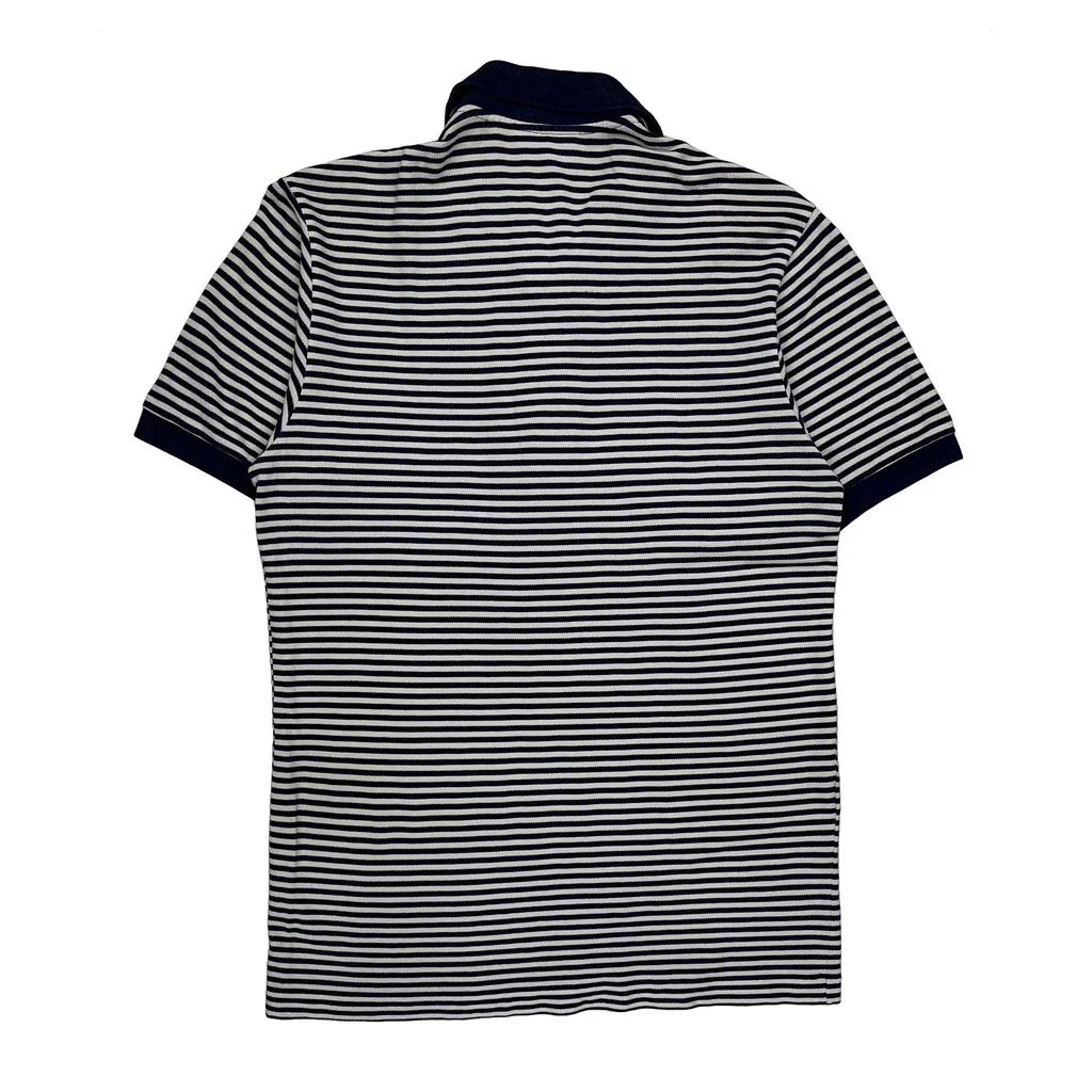 Lacoste Striped Polo Shirt - Medium Navy Cotton - Image 2
