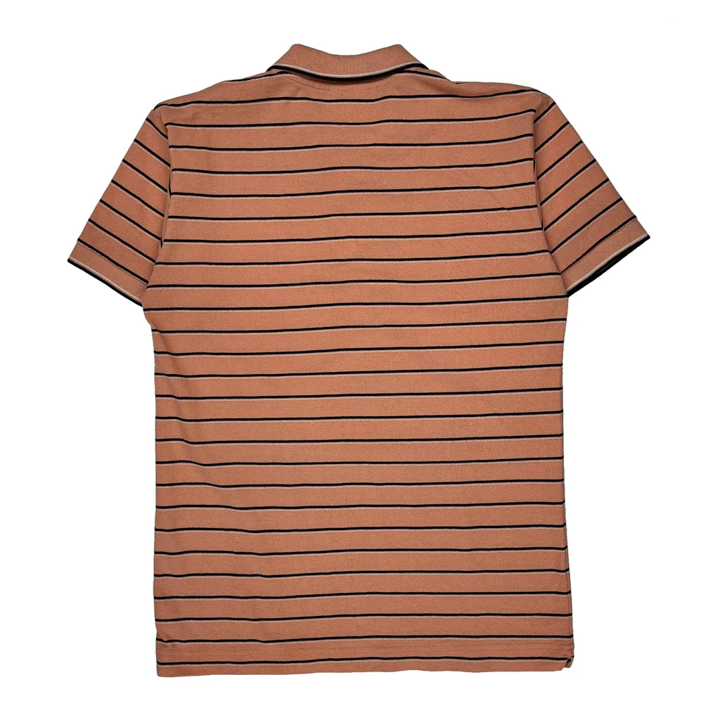 Lacoste Striped Polo Shirt - Medium Pink Cotton - Image 2