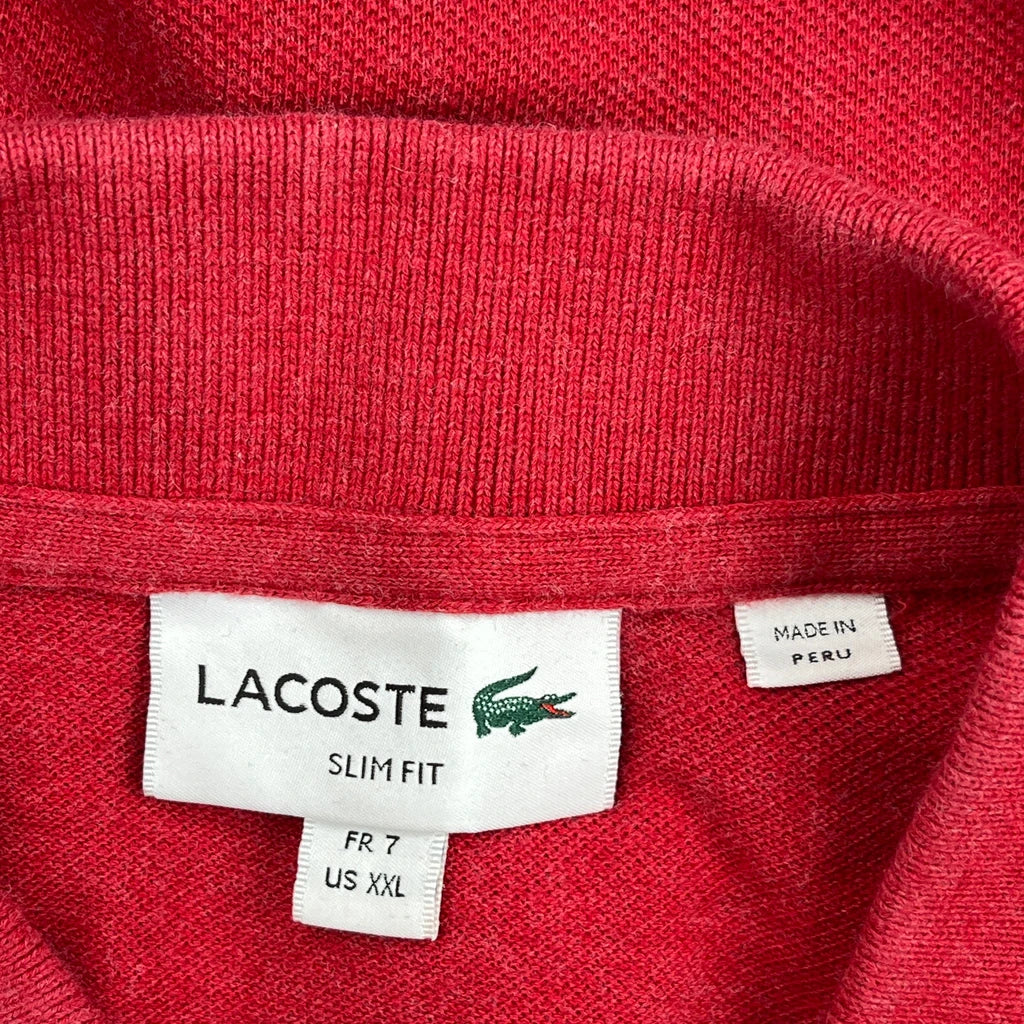 Lacoste Slim Fit Polo Shirt - 2XL Red Cotton - Image 3