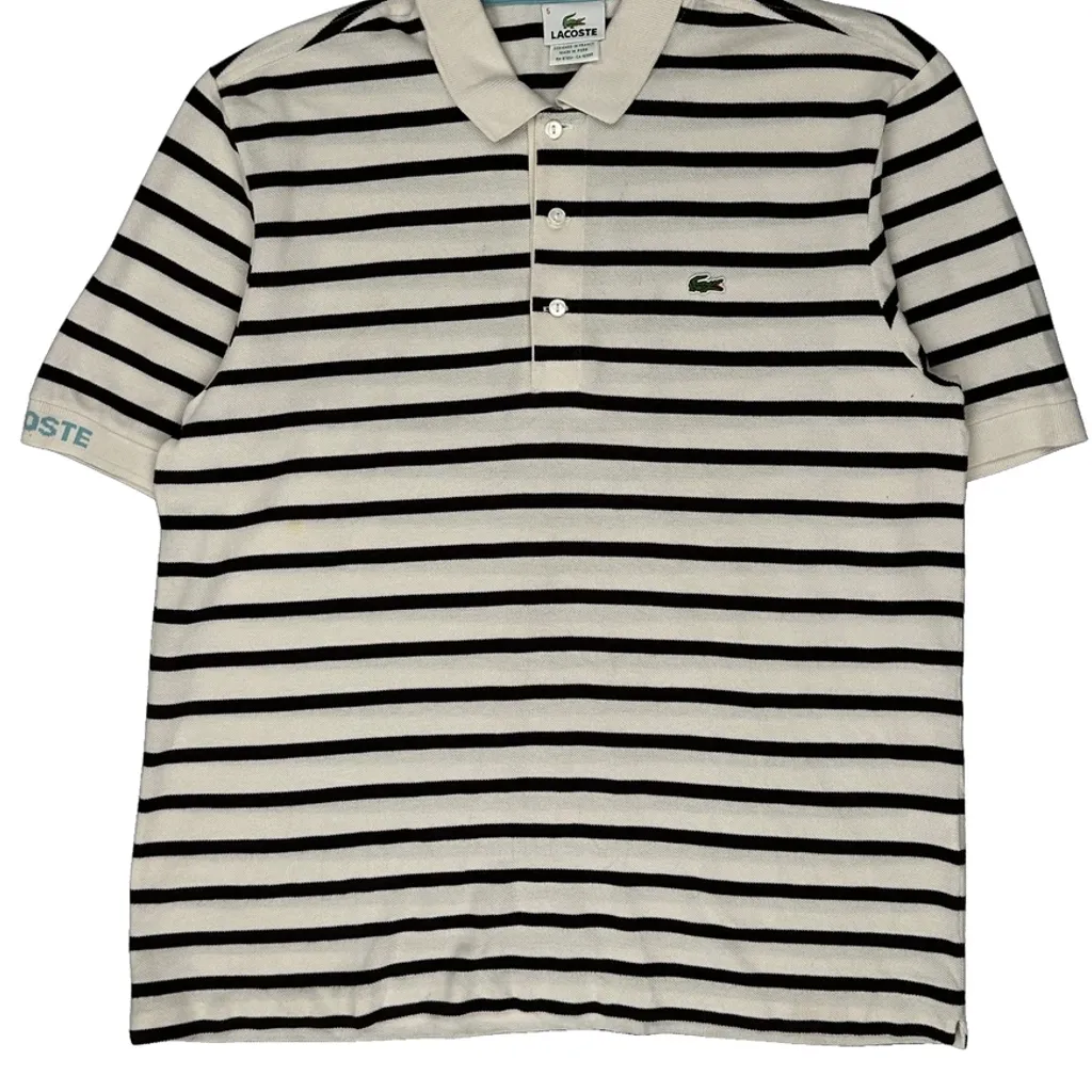 Lacoste Striped Polo Shirt - Large White Cotton - Image 4