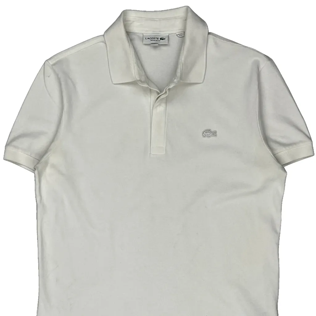 Lacoste Polo Shirt - Medium White Cotton - Image 4