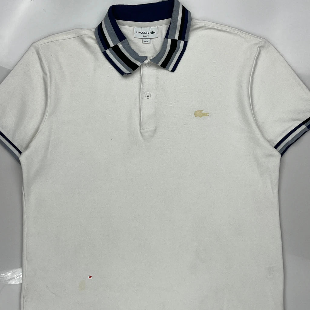 Lacoste Slim Fit Polo Shirt - XL White Cotton - Image 3