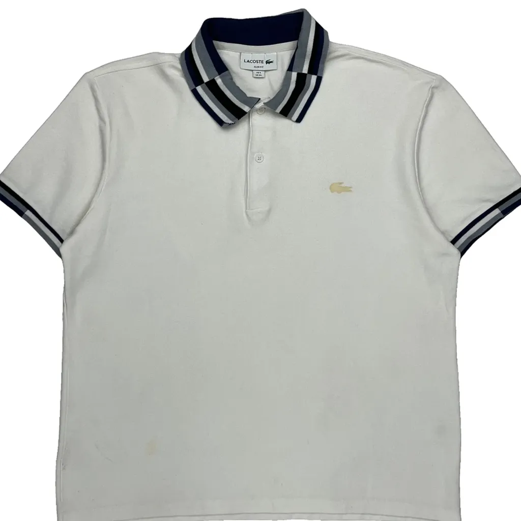 Lacoste Slim Fit Polo Shirt - XL White Cotton - Image 7