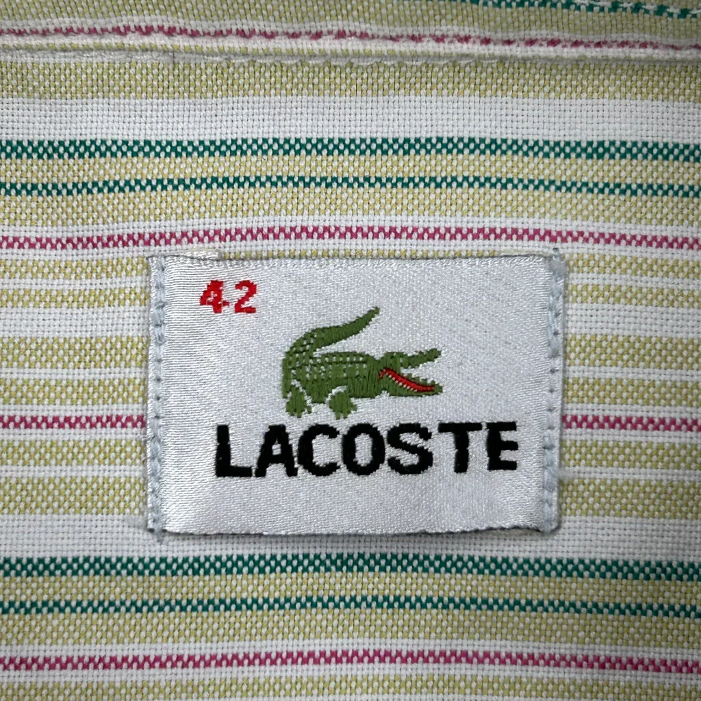 Lacoste Striped Shirt - Large Beige Cotton - Image 3