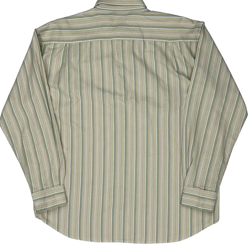 Lacoste Striped Shirt - Large Beige Cotton - Image 7