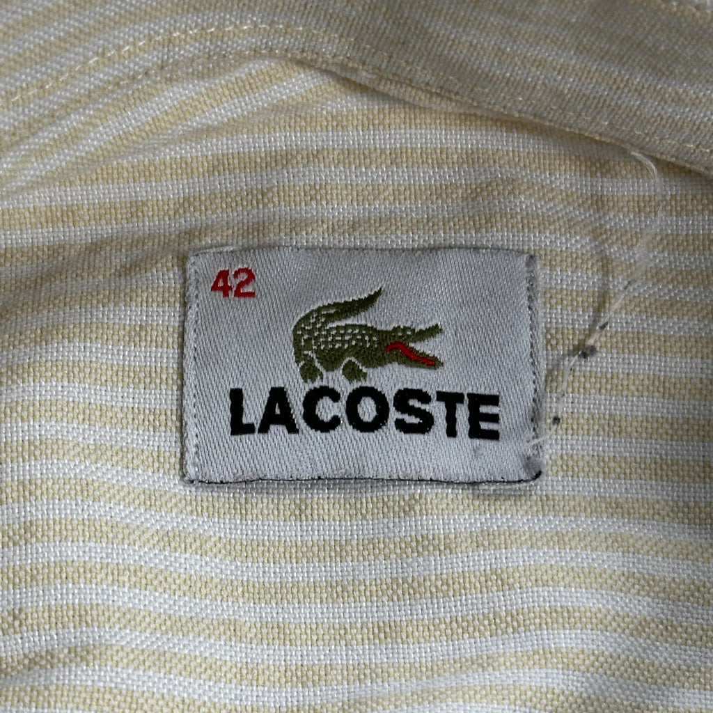 Lacoste Striped Shirt - Medium Beige Cotton - Image 3