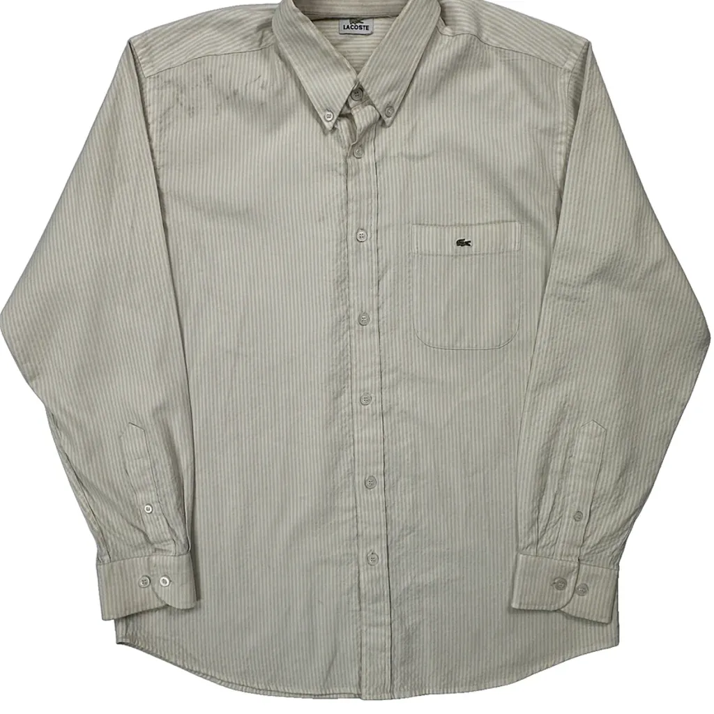 Lacoste Striped Shirt - Medium Beige Cotton - Image 5