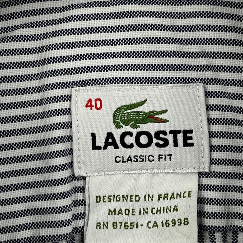 Lacoste Striped Shirt - Medium Black & White Cotton - Image 3
