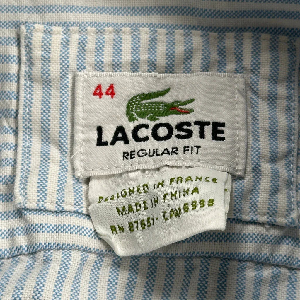 Lacoste Striped Shirt - Large Blue Cotton - Image 3
