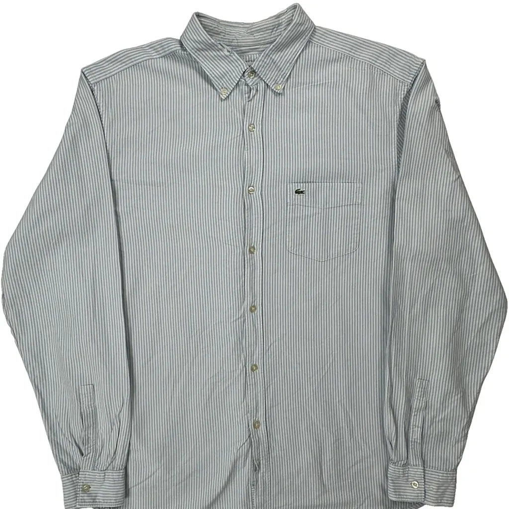 Lacoste Striped Shirt - Large Blue Cotton - Image 5