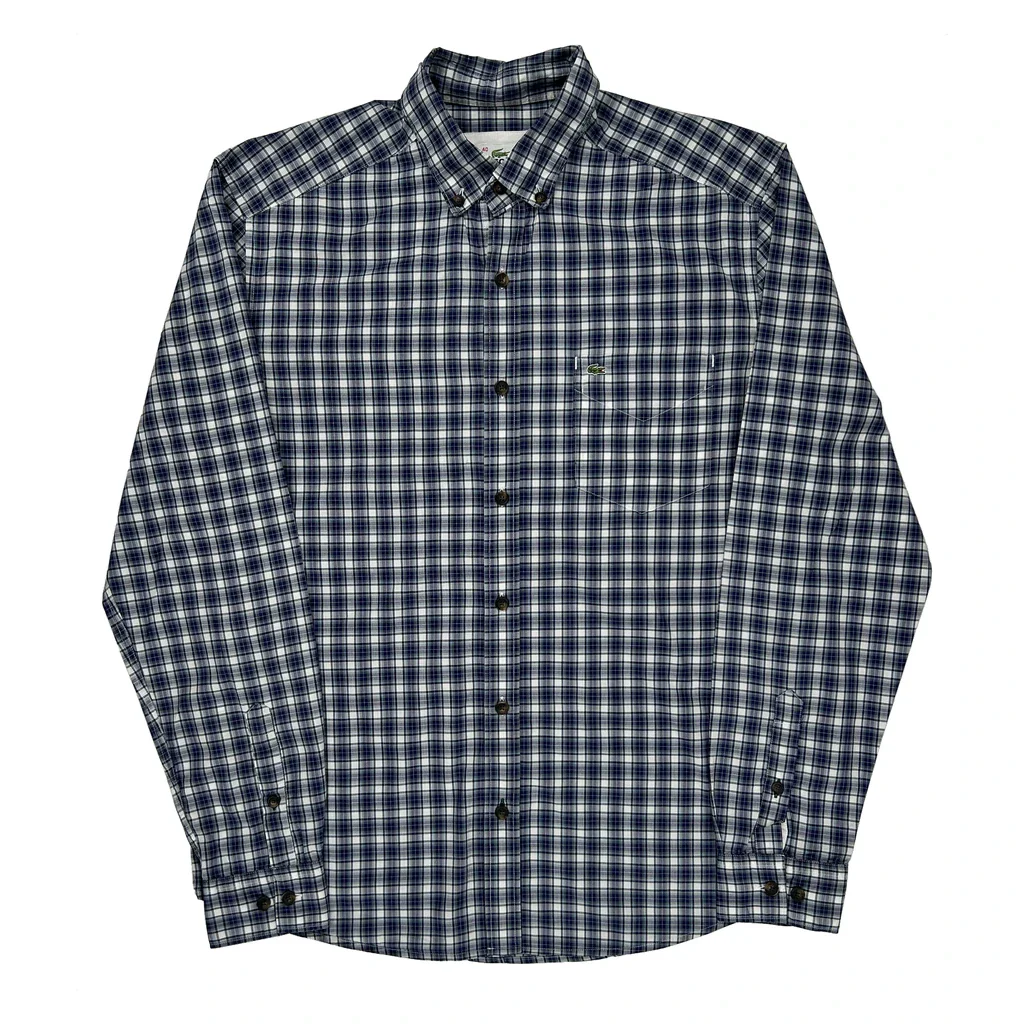 Lacoste Checked Shirt - Medium Blue Cotton