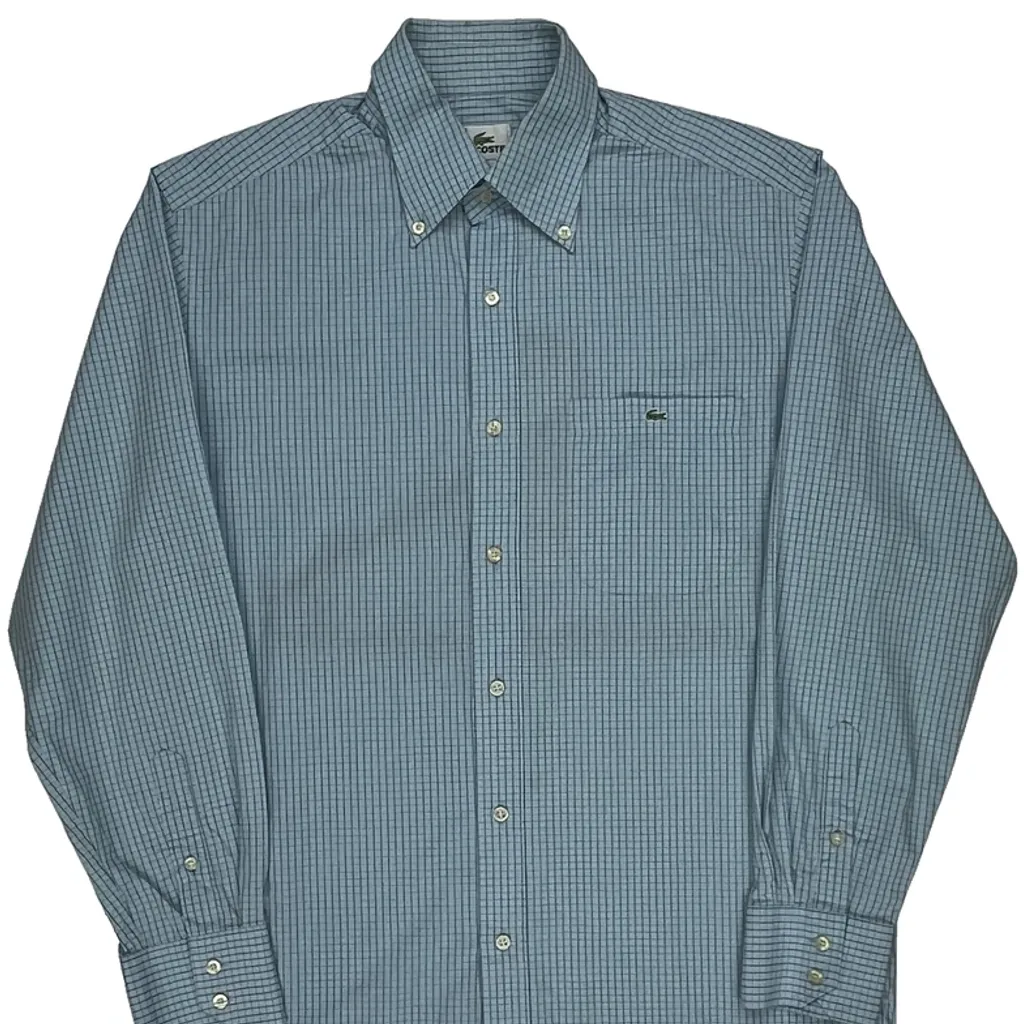 Lacoste Checked Shirt - Medium Blue Cotton - Image 5