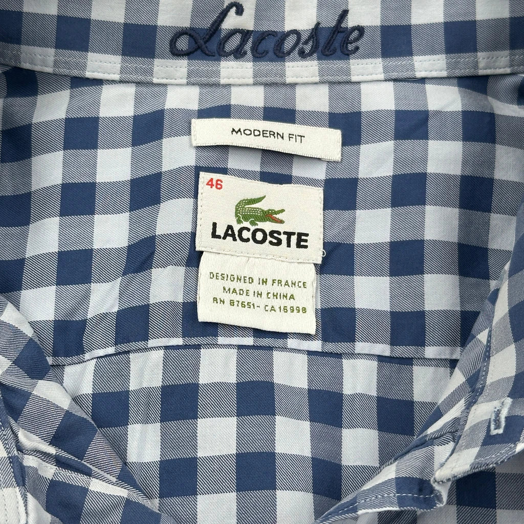 Lacoste Checked Shirt - 2XL Blue Cotton - Image 3