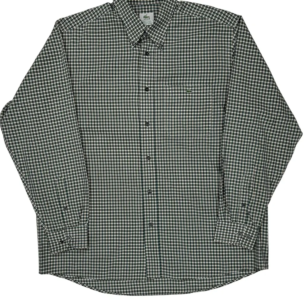 Lacoste Checked Shirt - Large Green Cotton - Image 4