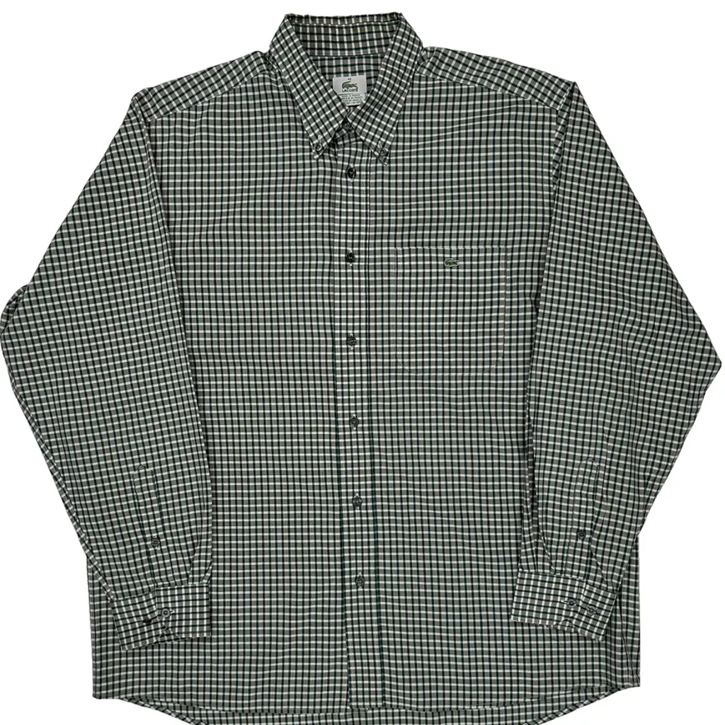 Lacoste Checked Shirt - Large Green Cotton - Image 5