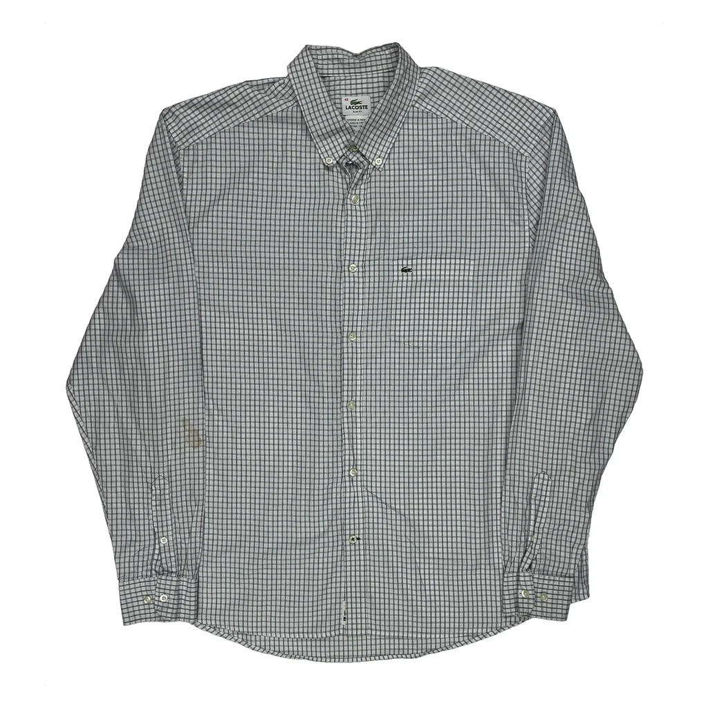 Lacoste Checked Shirt - Large White Cotton