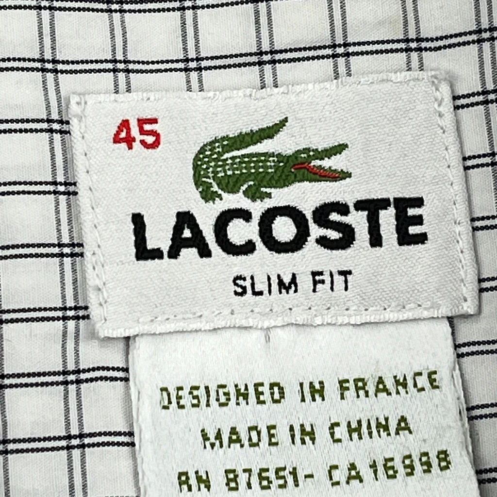 Lacoste Checked Shirt - Large White Cotton - Image 3