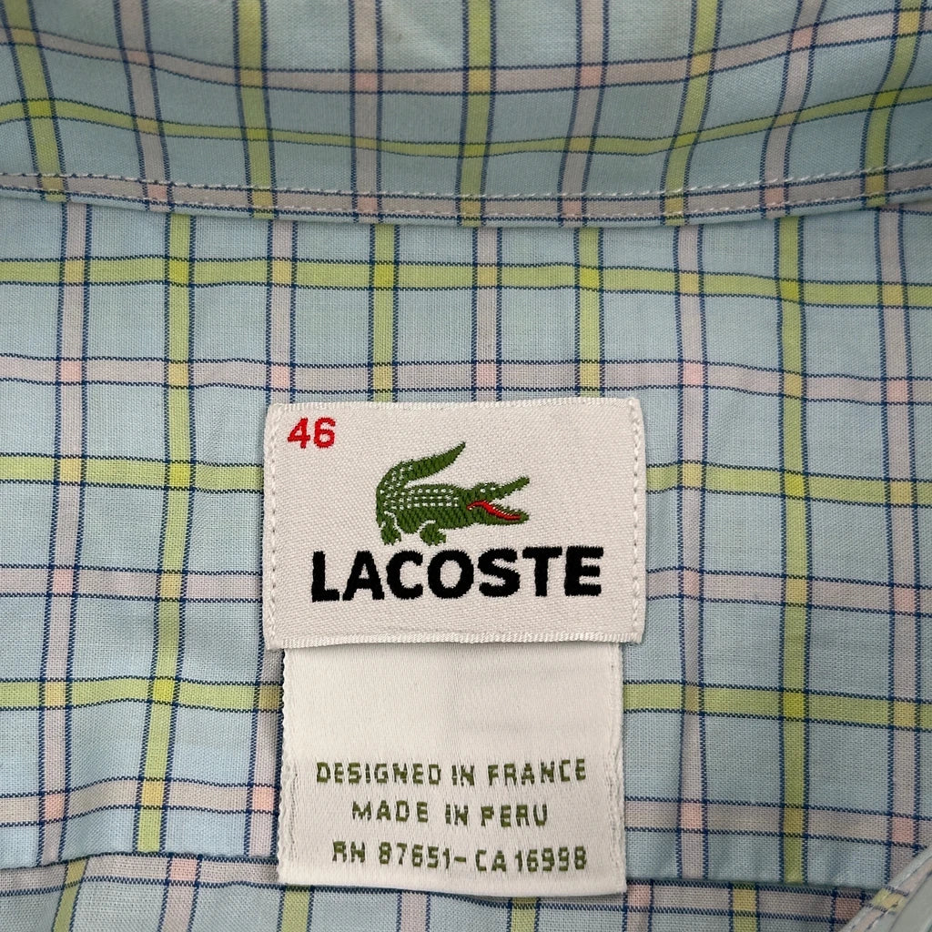 Lacoste Checked Short Sleeve Shirt - 2XL Blue Cotton - Image 3