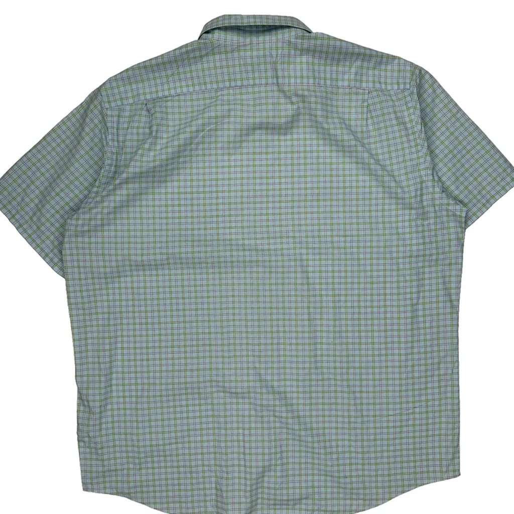 Lacoste Checked Short Sleeve Shirt - 2XL Blue Cotton - Image 6