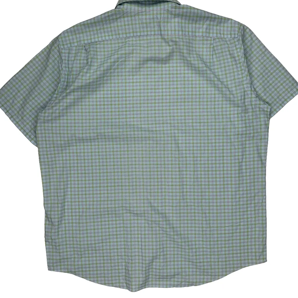 Lacoste Checked Short Sleeve Shirt - 2XL Blue Cotton - Image 7