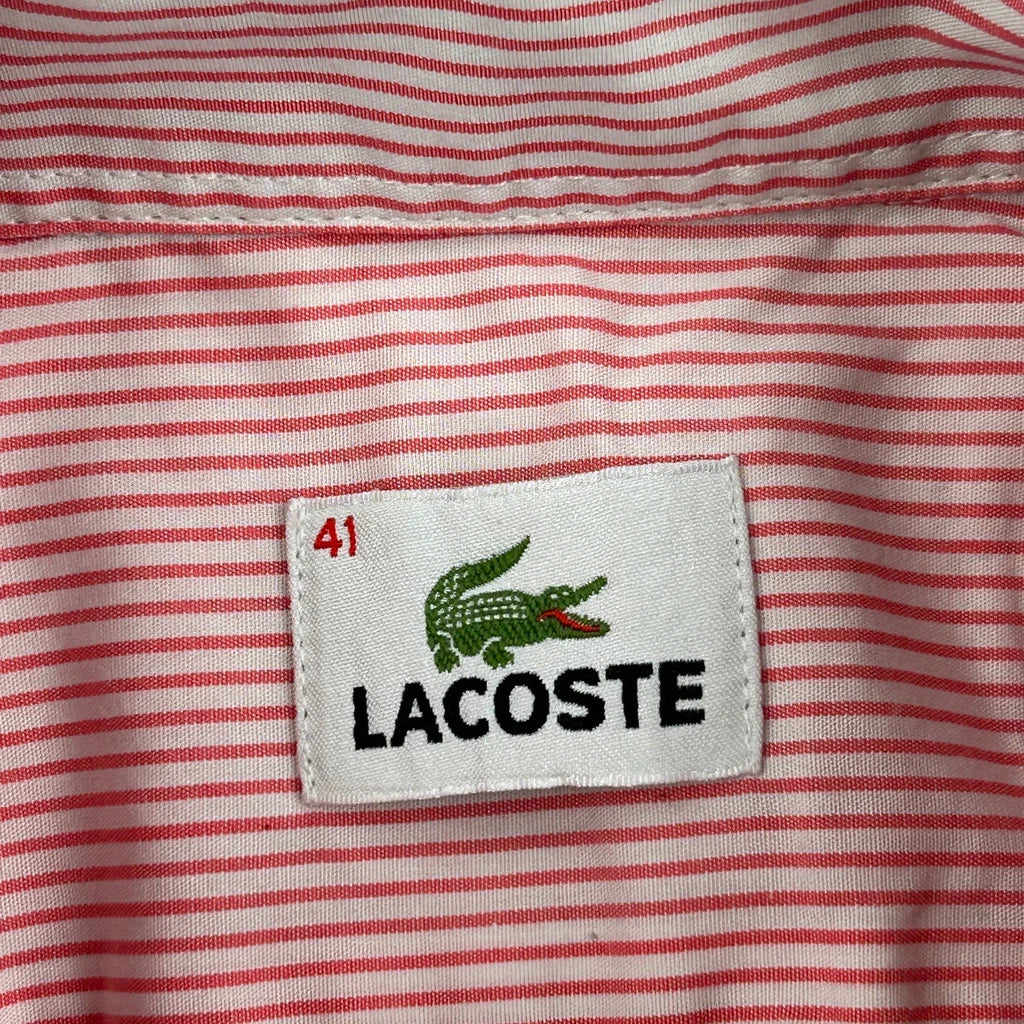 Lacoste Striped Short Sleeve Shirt - Medium Red Cotton - Image 3