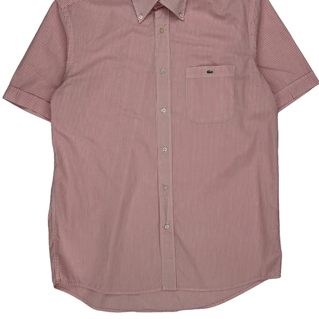 Lacoste Striped Short Sleeve Shirt - Medium Red Cotton - Image 4