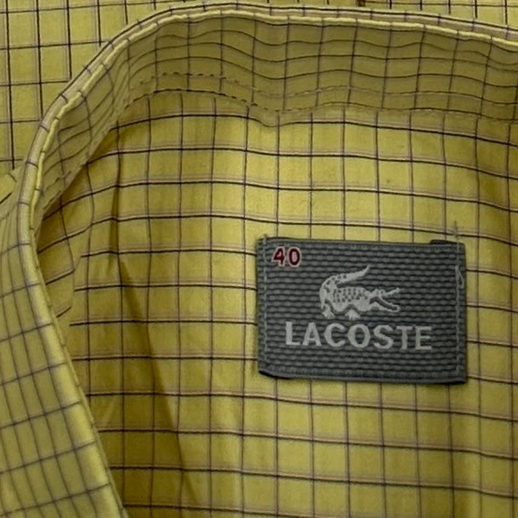 Lacoste Short Sleeve Shirt - Medium Yellow Cotton - Image 3
