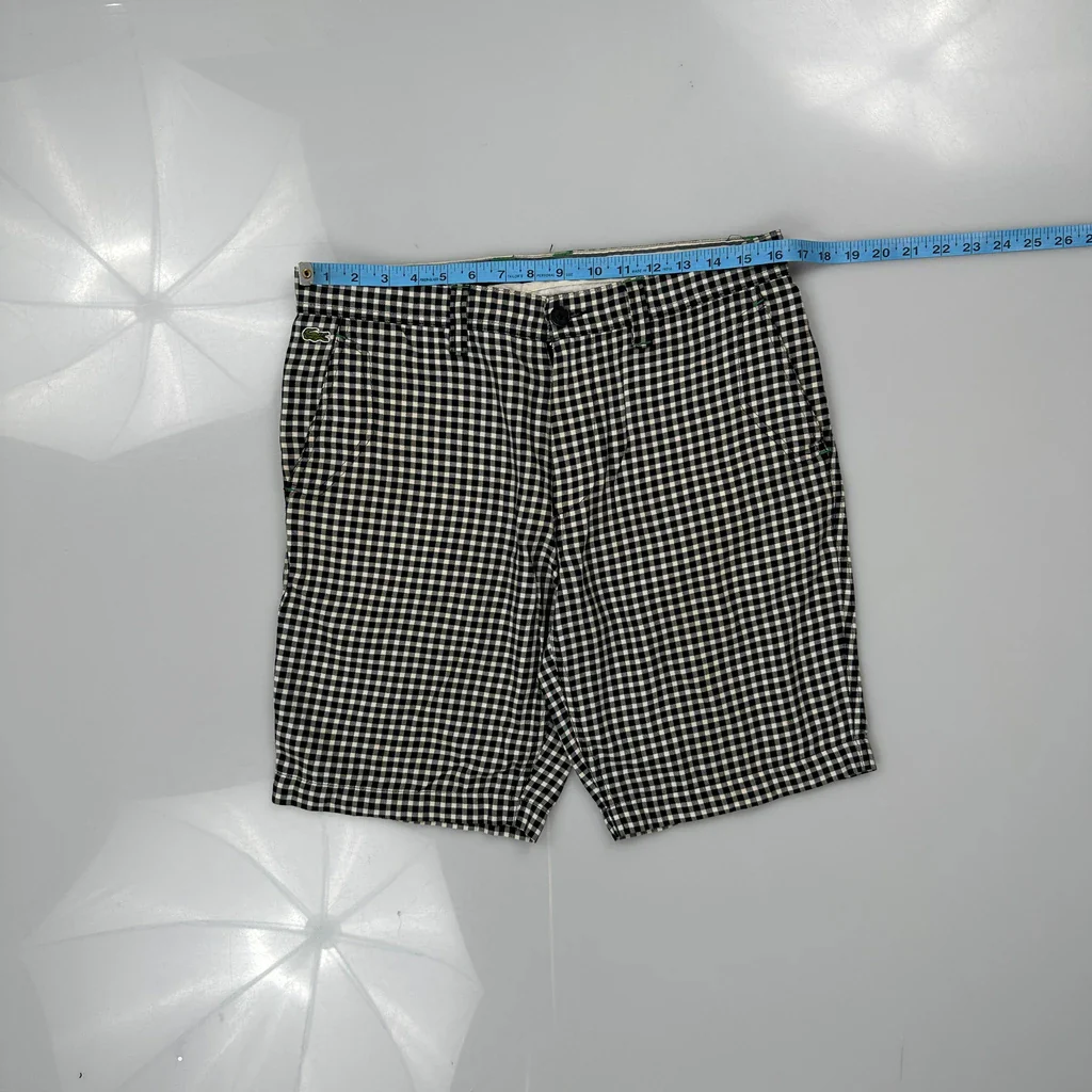 Lacoste Checked Shorts - 32W 9L Black & White Cotton - Image 3