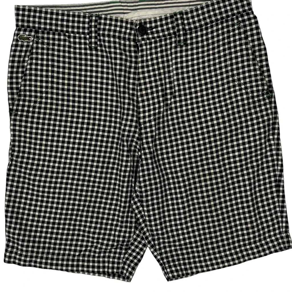 Lacoste Checked Shorts - 32W 9L Black & White Cotton - Image 8