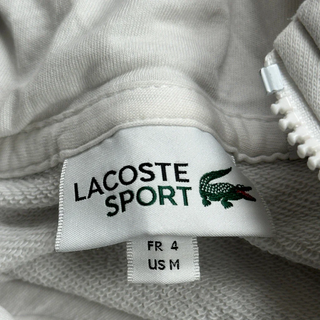 Lacoste Sport Lacoste Striped Hoodie - Medium White Cotton - Image 3