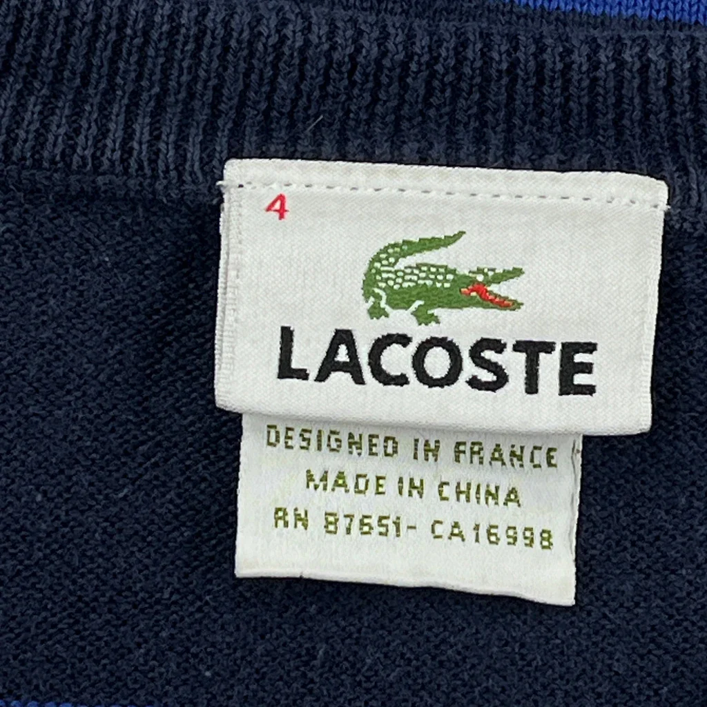 Lacoste Striped Sweater - Medium Blue Cotton - Image 3