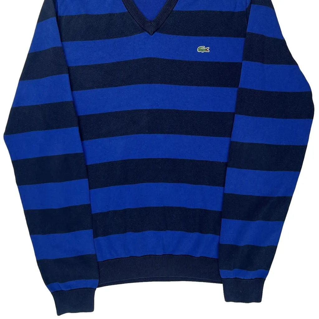 Lacoste Striped Sweater - Medium Blue Cotton - Image 4