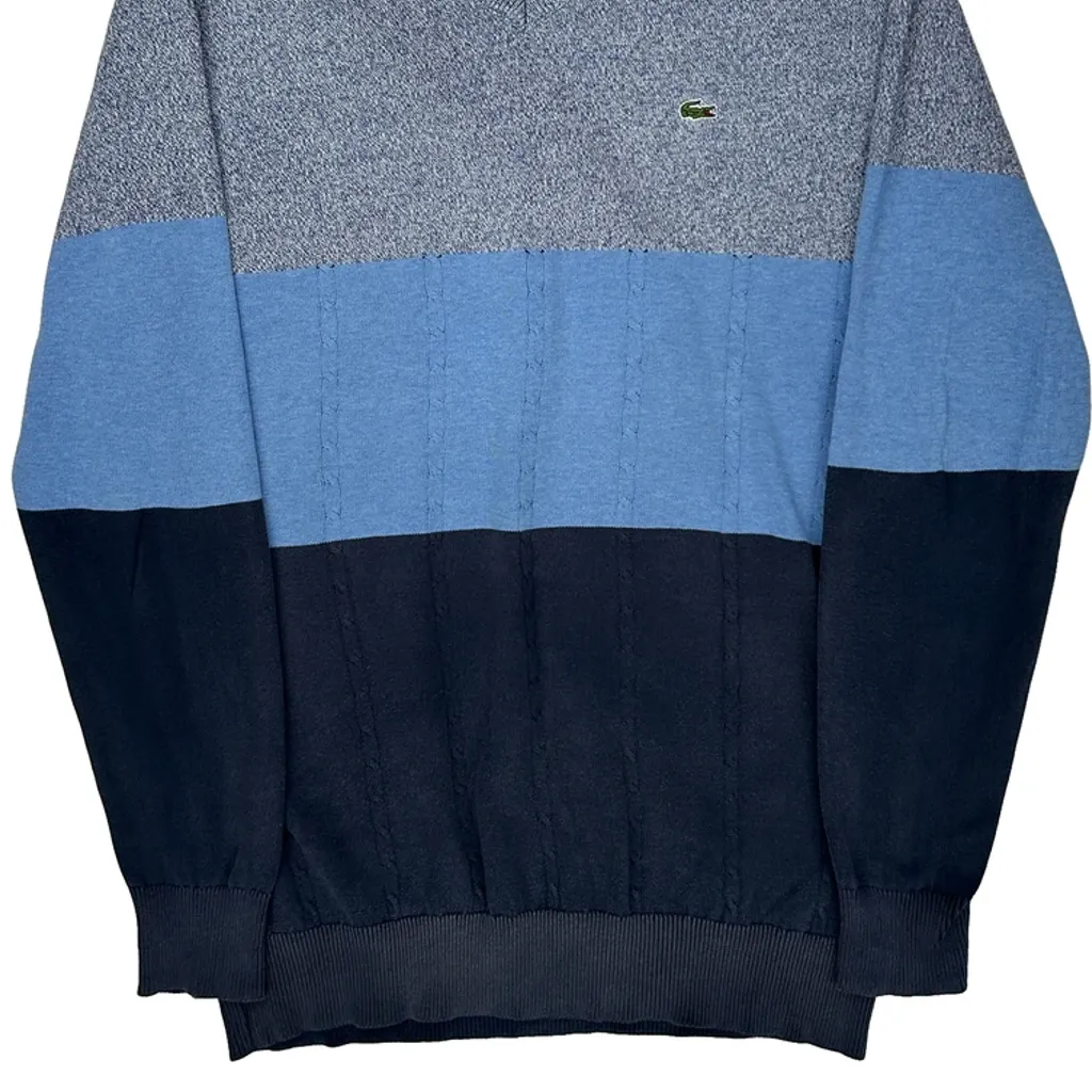 Lacoste Striped Sweater - Small Blue Cotton - Image 4