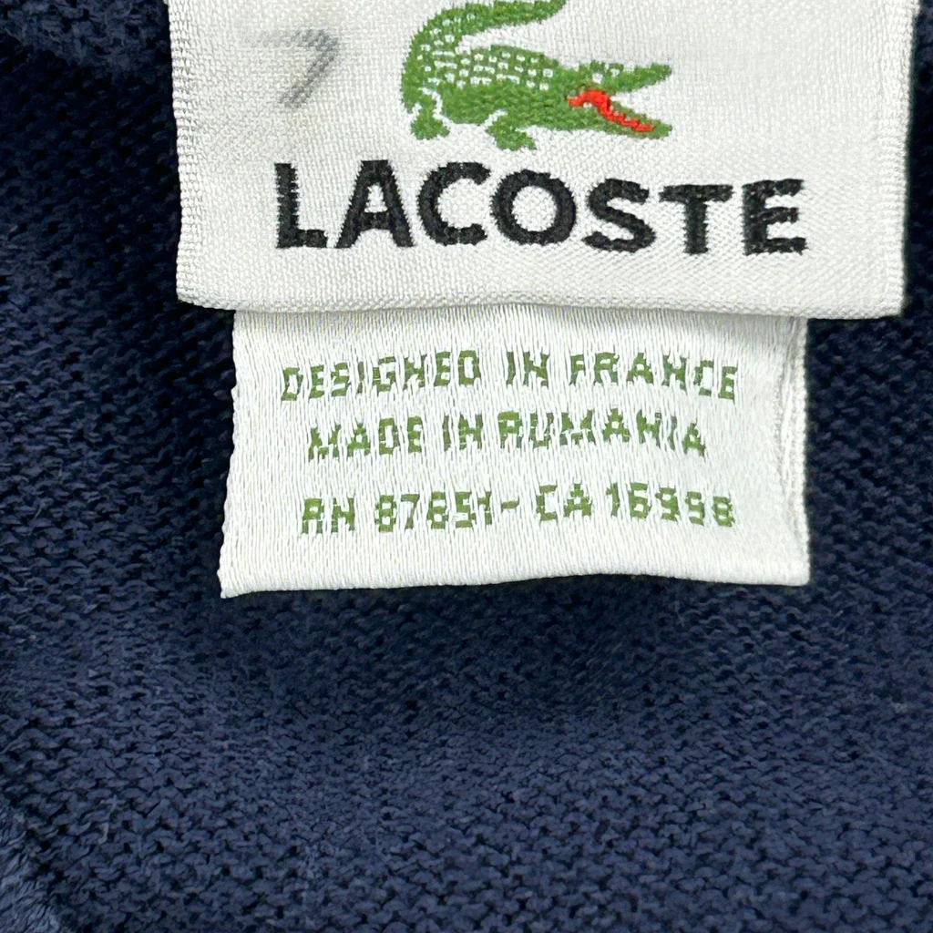 Lacoste V-Neck Sweater - XL Blue Cotton - Image 3