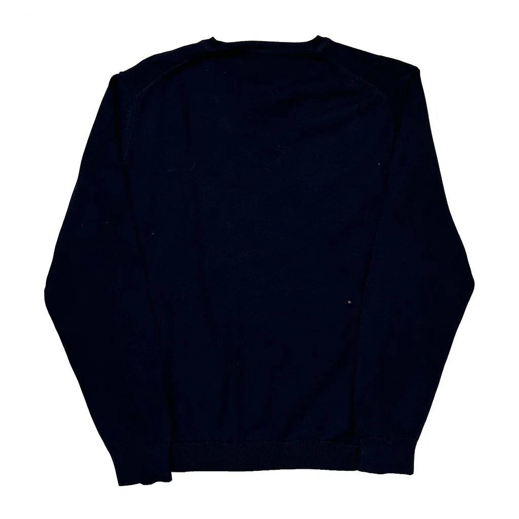 Lacoste V-Neck Sweater - Large Navy Cotton - Image 2