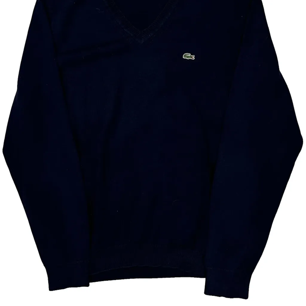 Lacoste V-Neck Sweater - Large Navy Cotton - Image 4