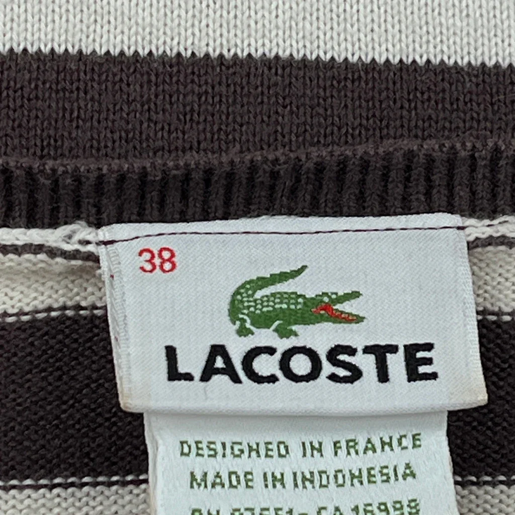 Lacoste Striped Sweater - Small Black & White Cotton - Image 3