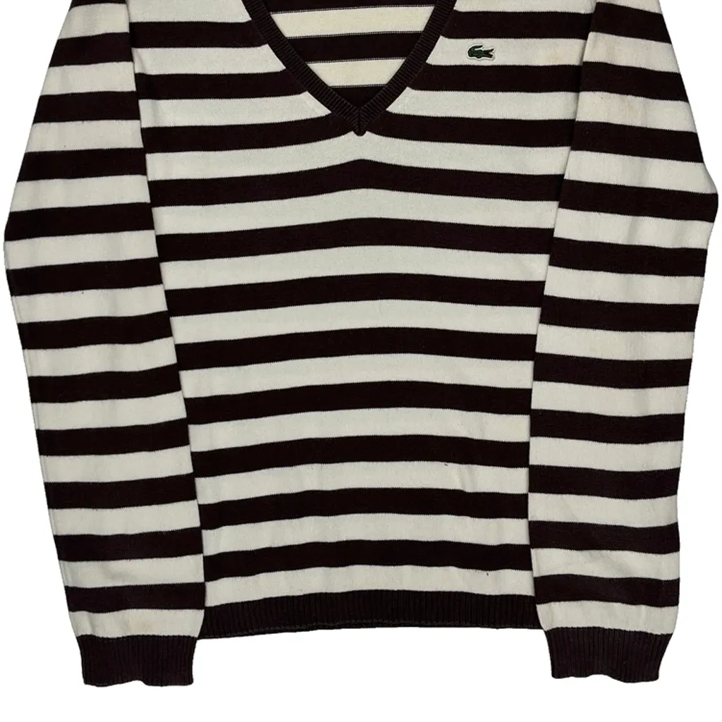 Lacoste Striped Sweater - Small Black & White Cotton - Image 5