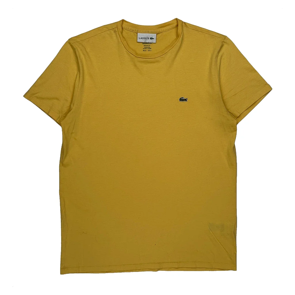Lacoste T-Shirt - Large Yellow Cotton