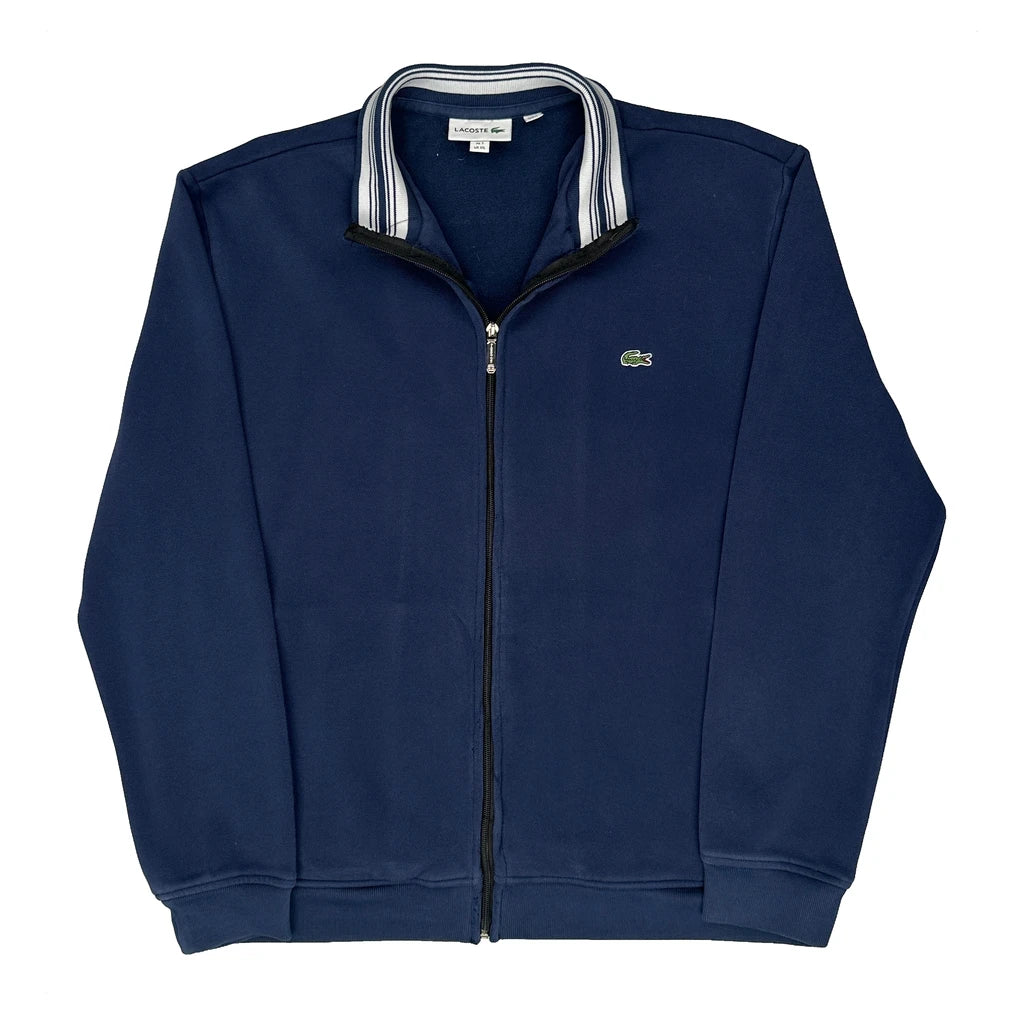 Lacoste Collared Zip Up - 2XL Blue Cotton