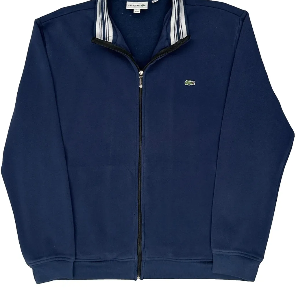 Lacoste Collared Zip Up - 2XL Blue Cotton - Image 4