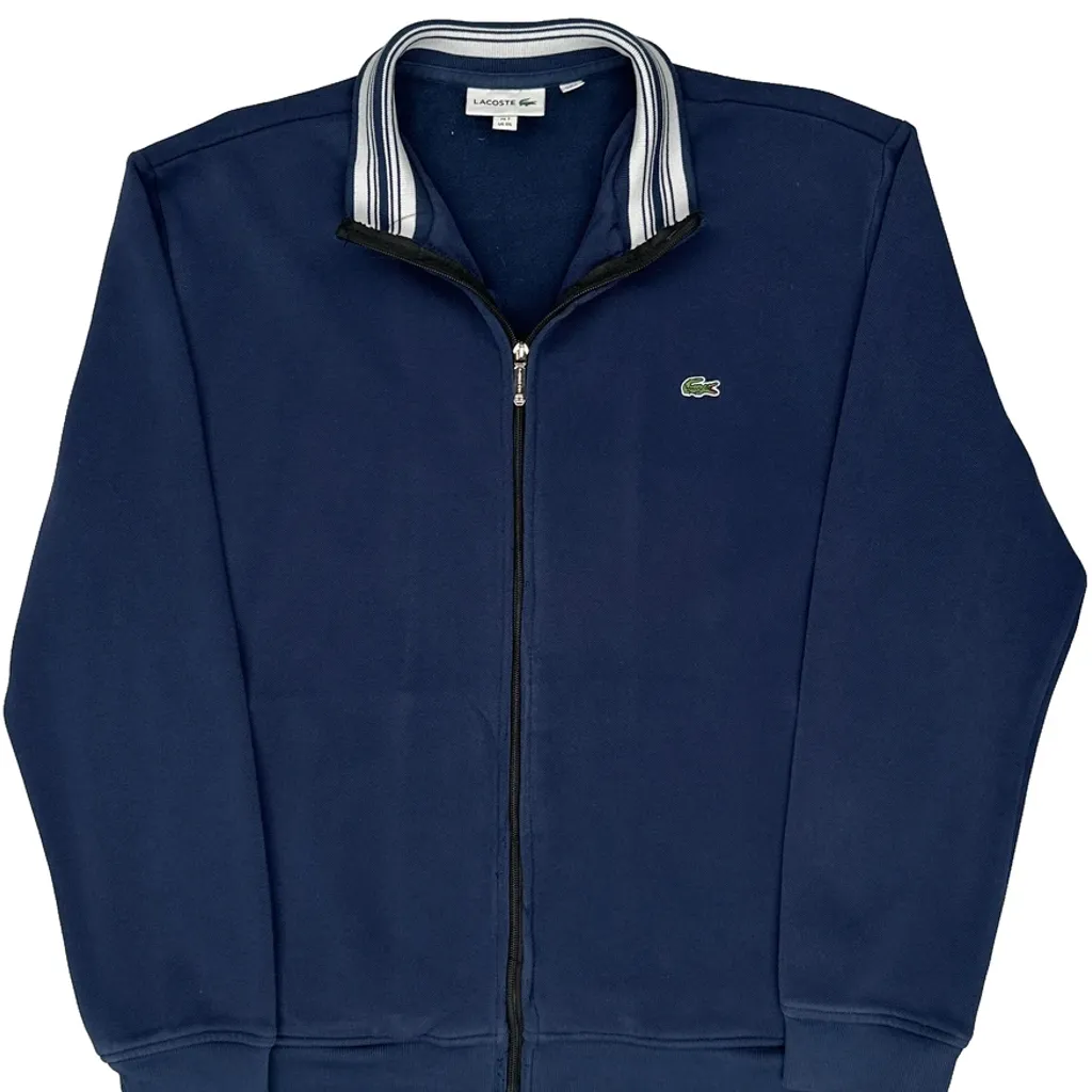 Lacoste Collared Zip Up - 2XL Blue Cotton - Image 5