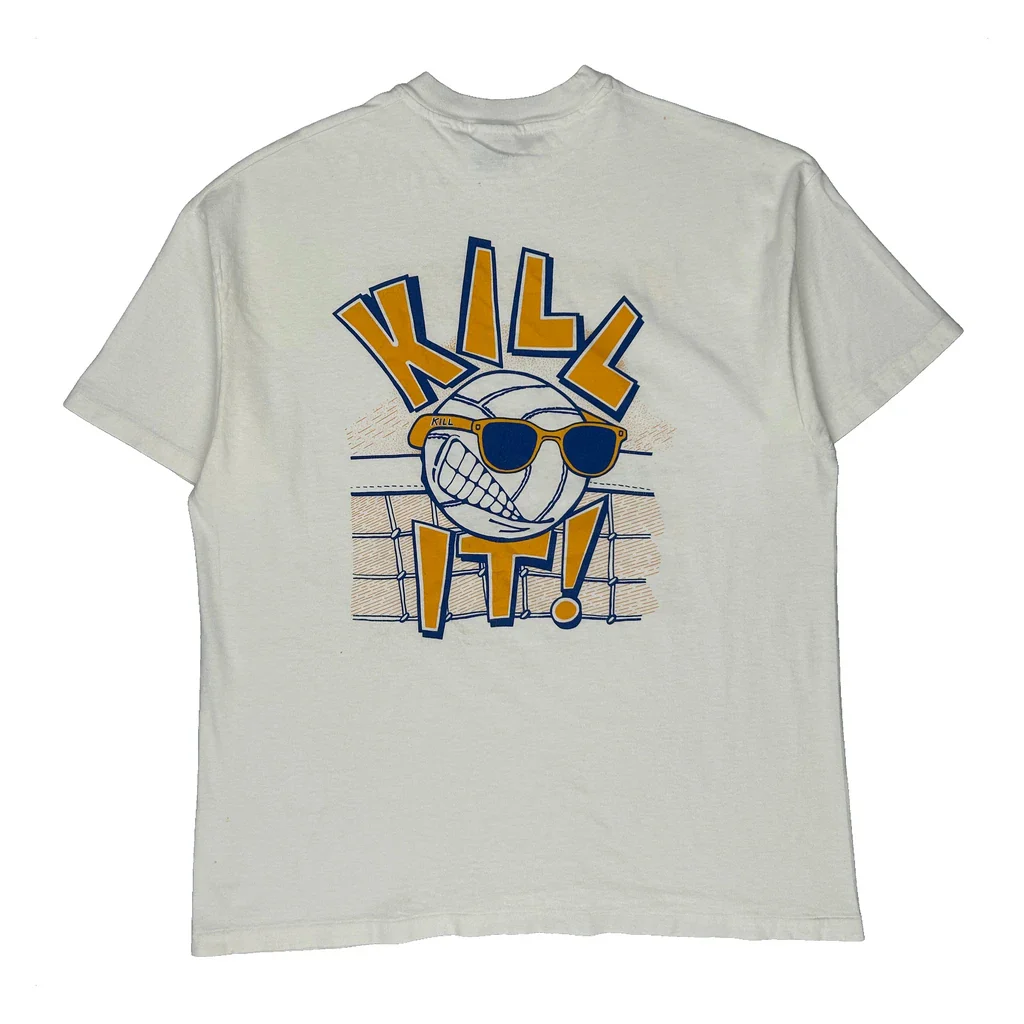 Lady Mustangs Hanes Single Stitch T-Shirt - XL White Cotton - Image 2