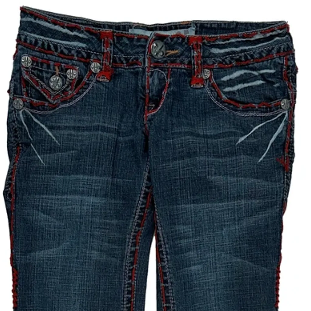 Laguna Beach Contrast Stitch Jeans - 28W UK 6 Blue Denim - Image 9