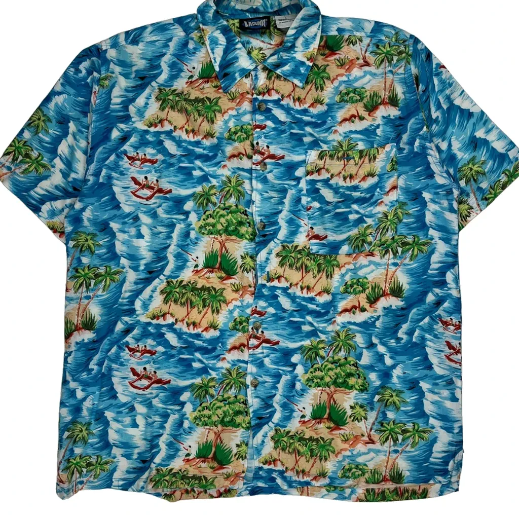 Laguna Hawaiian Shirt - Large Blue Viscose - Image 4